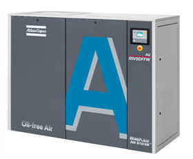 तेल मुक्त एटलस स्क्रू एयर कंप्रेसर 15kw AQ 15 VSD पानी इंजेक्ट किया