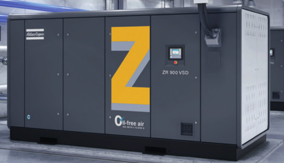 प्रदूषण का शून्य जोखिम ZR300-750&ZR400-900VSD Atlas Copco तेल मुक्त पेंच हवा कंप्रेसर