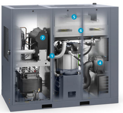 एटलस स्क्रू एयर कंप्रेसर GA75VSD+ FF 75kw अंतर्निहित ड्रायर